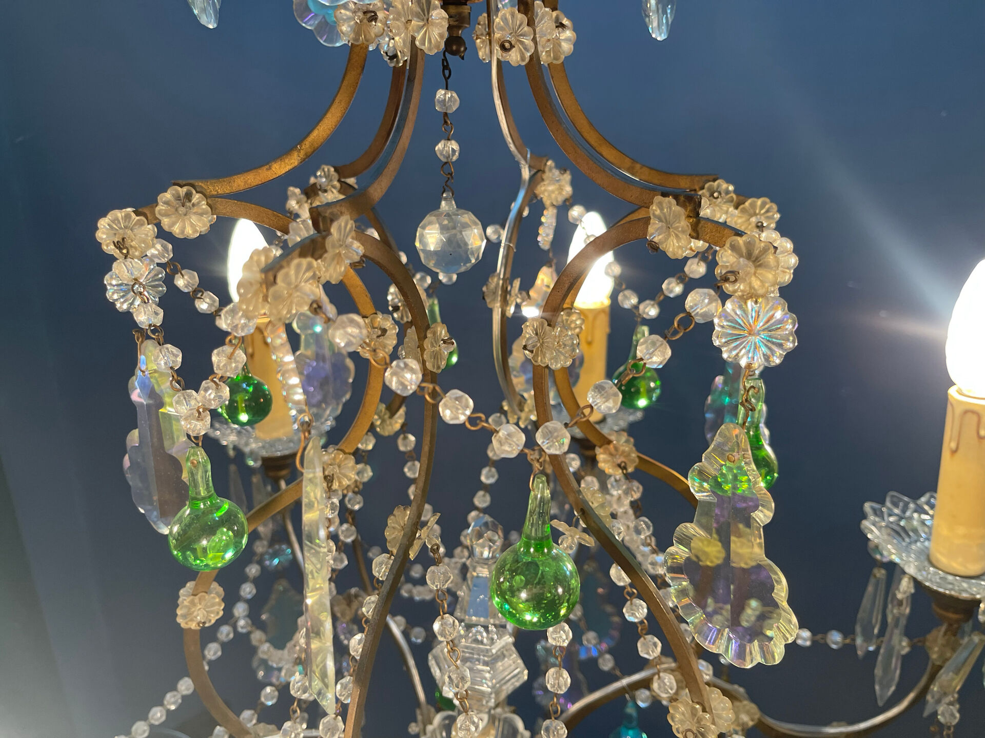 Multicoloured Murano Glass & Crystal Chandelier, 1950s