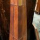 Vintage 80s design floor lamp in leather and brass.