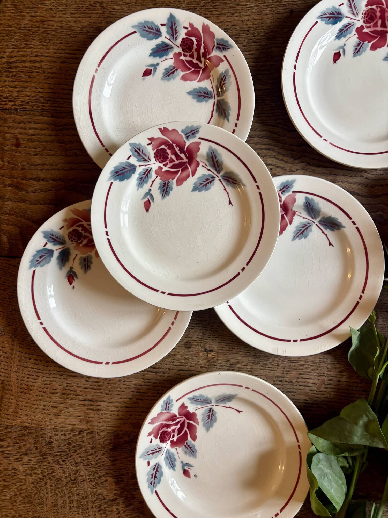 Set of 6 vintage dessert plates Model Nice by Moulin des Loups