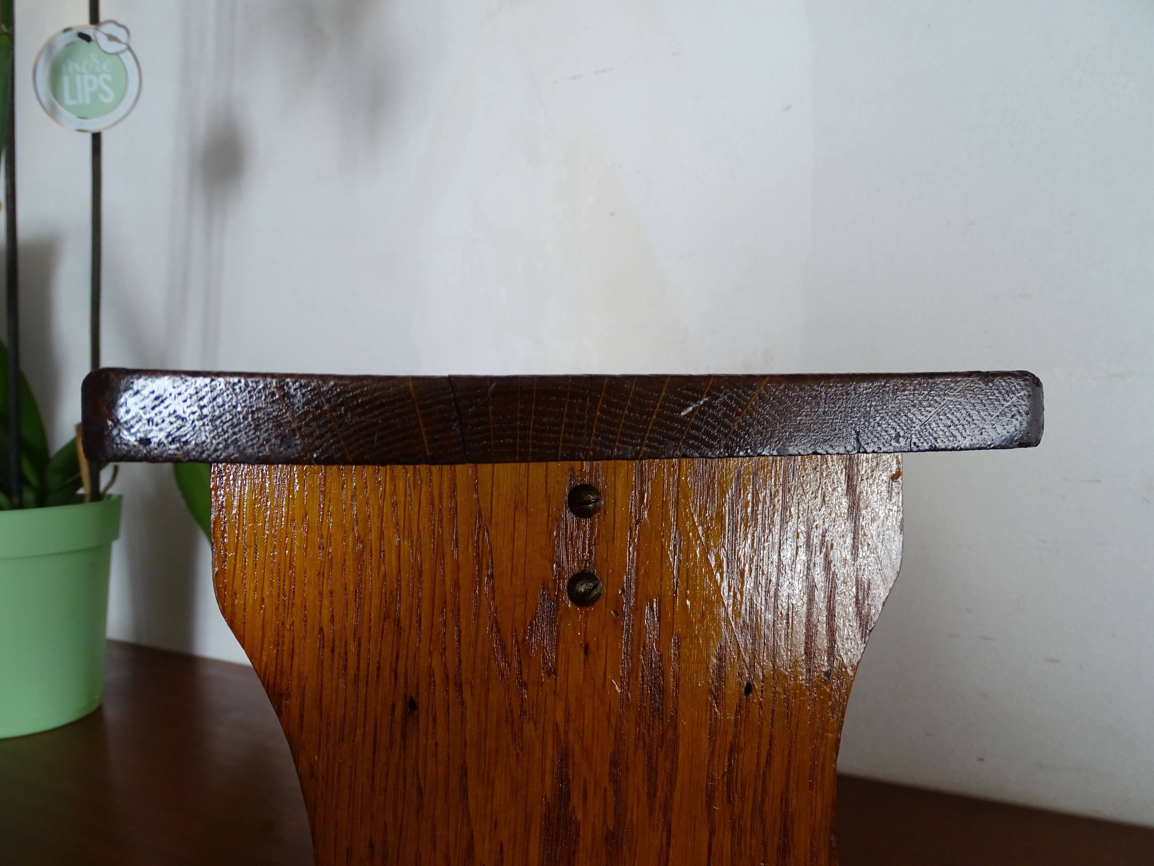 Vintage brutalist wooden stool