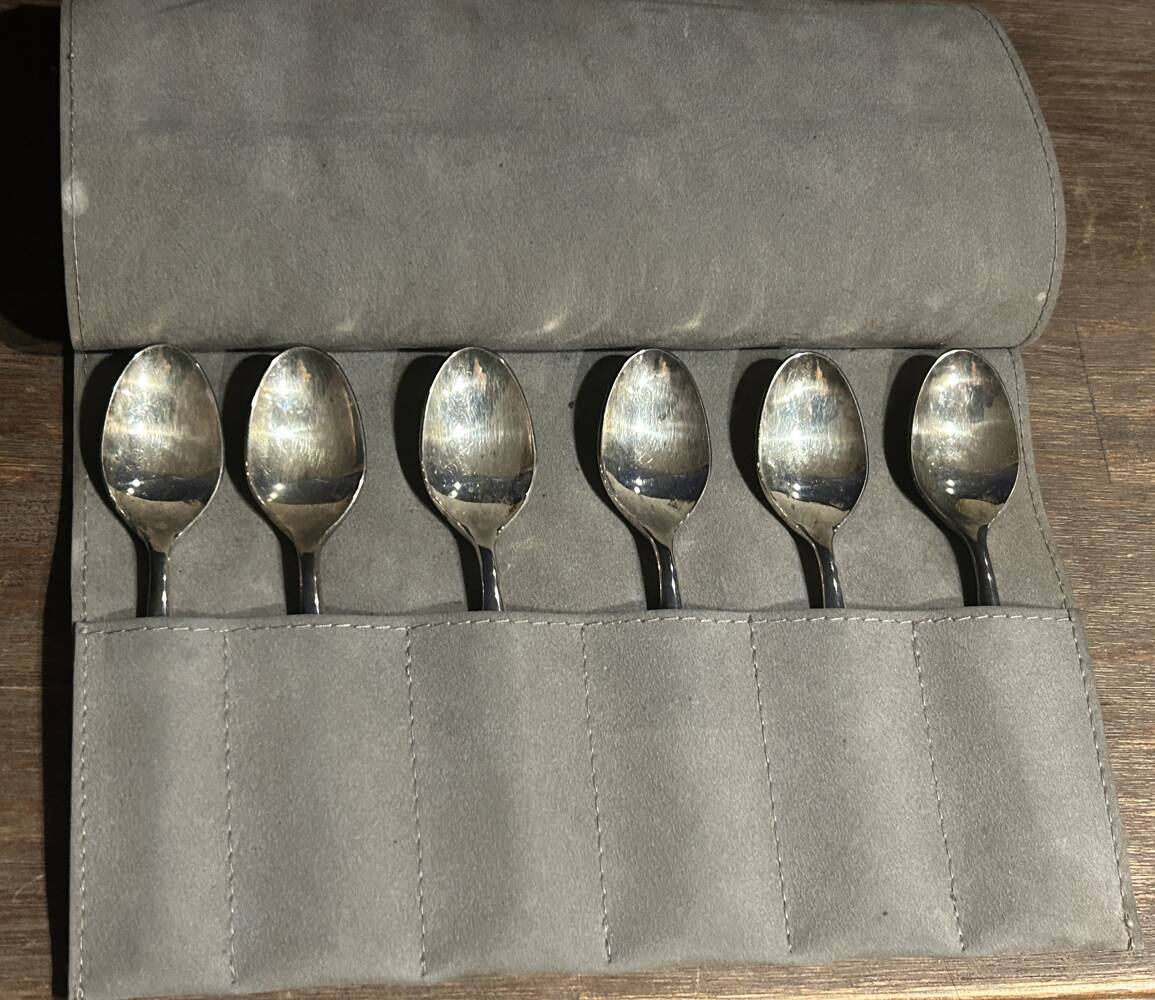 6 small silver-plated metal spoons, Vuillermet silversmiths, Art Deco, 1930