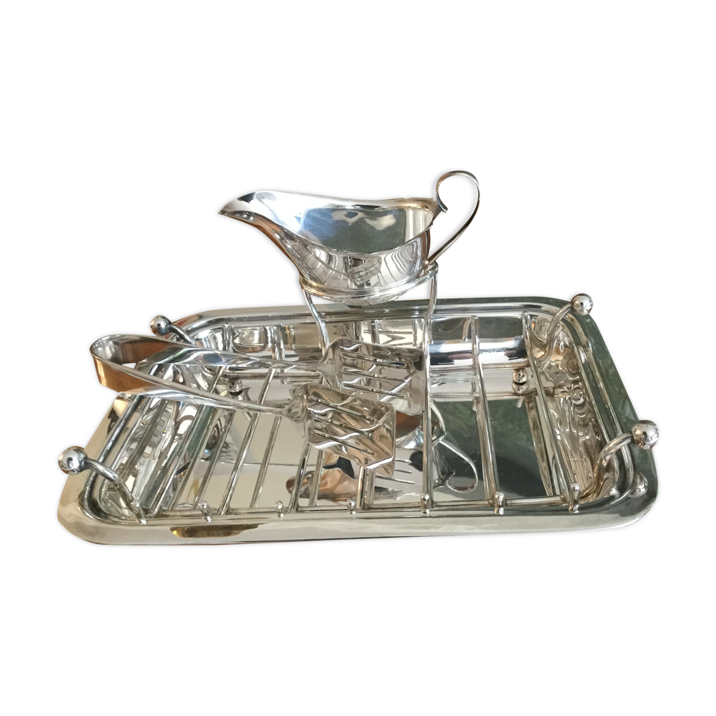 Silver metal asparagus service