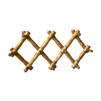 Porte manteau accordéon en bois tourné style farmhouse