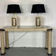 Table lamps in travertine and brass, Regency style, Maitland Smith, 1980.