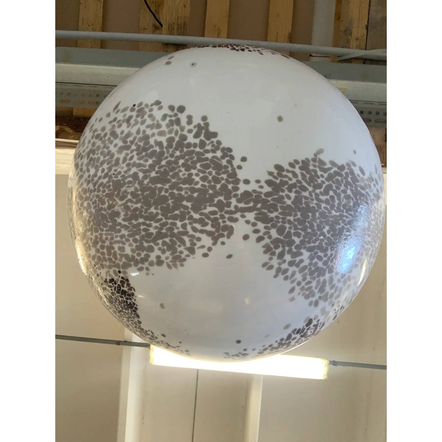 Brown and Beige Murrine Milky-White Sphere in Contemporary Murano-Style Glass
