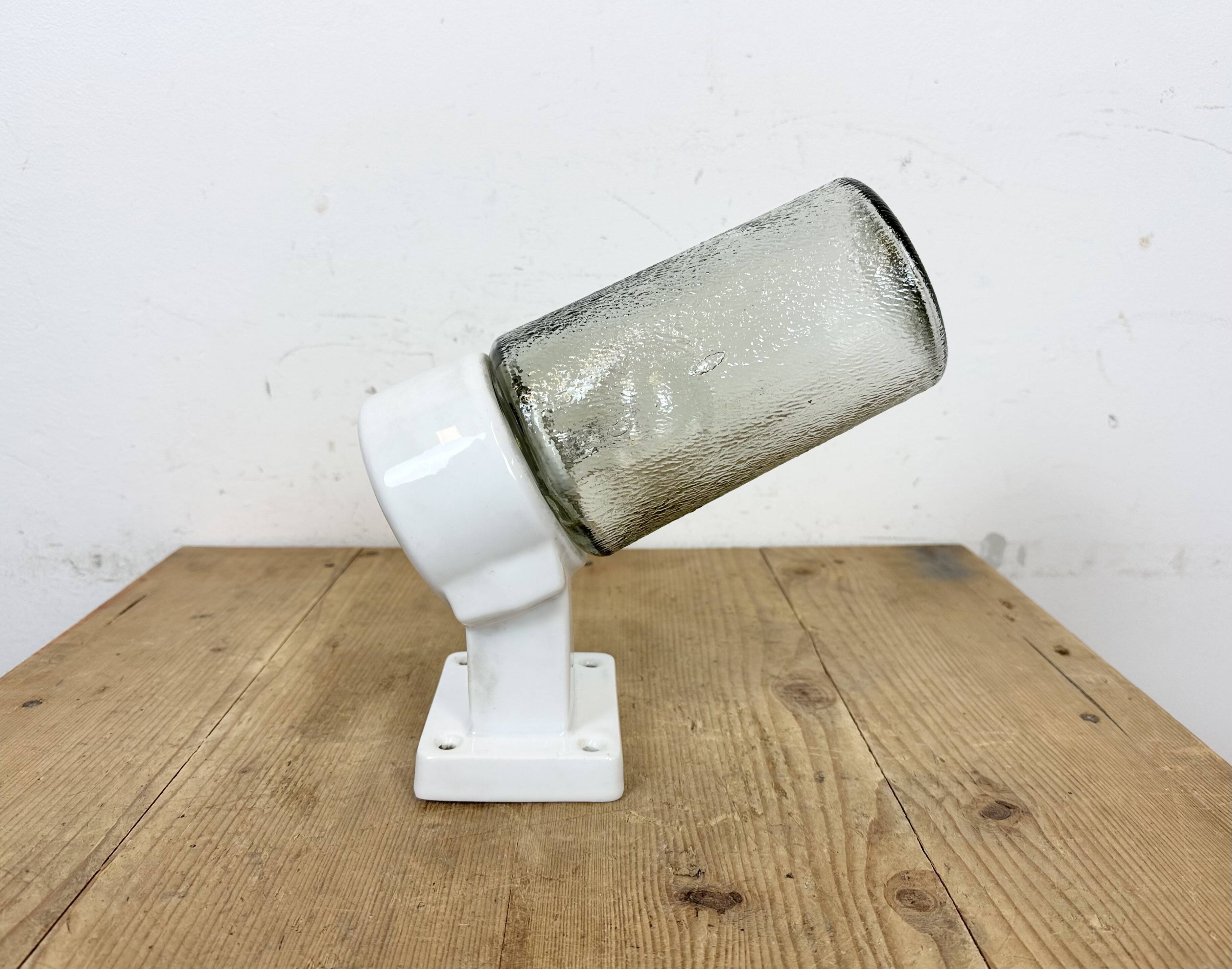 Vintage white porcelain wall light, 1960s