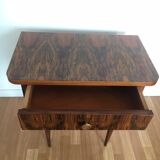 Walnut and brass bedside table