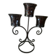 Three-branch candlestick in wrought iron and glass mosaic.
