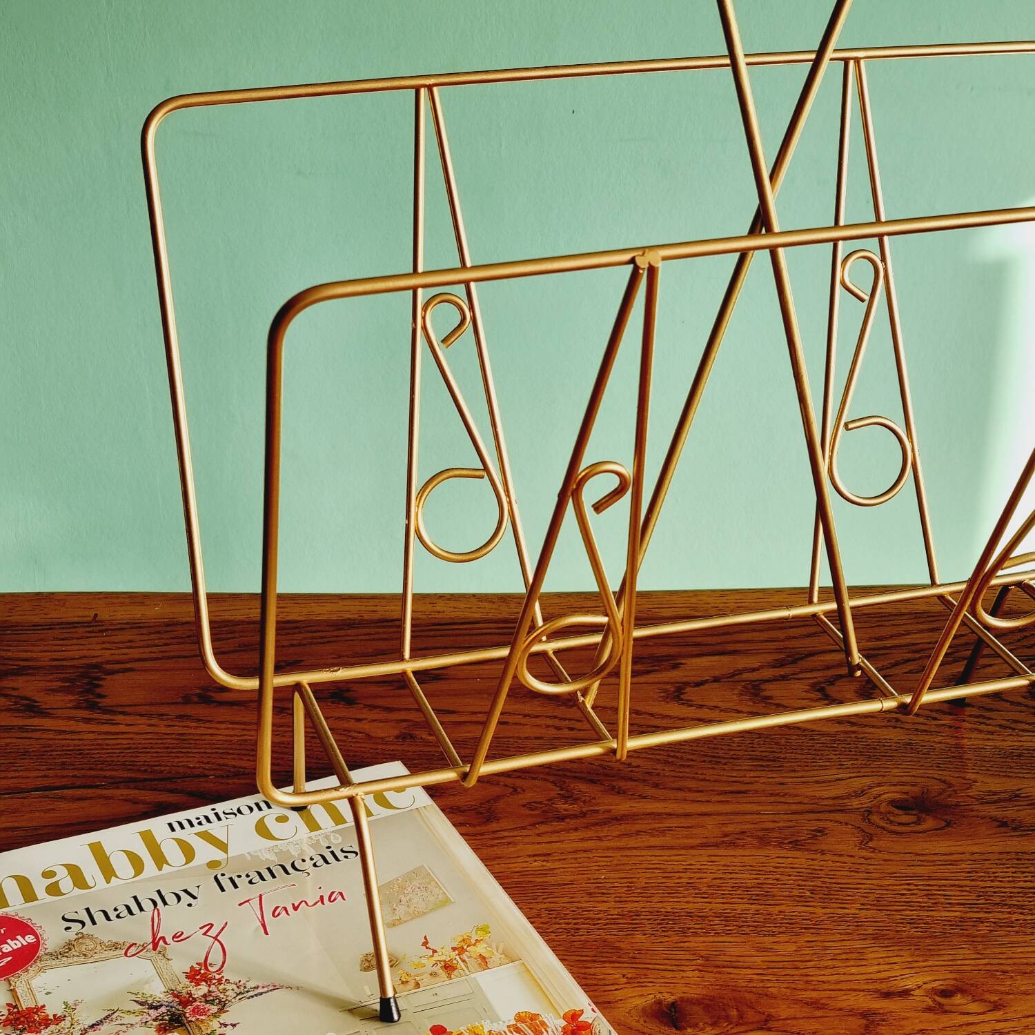 Golden metal magazine holder