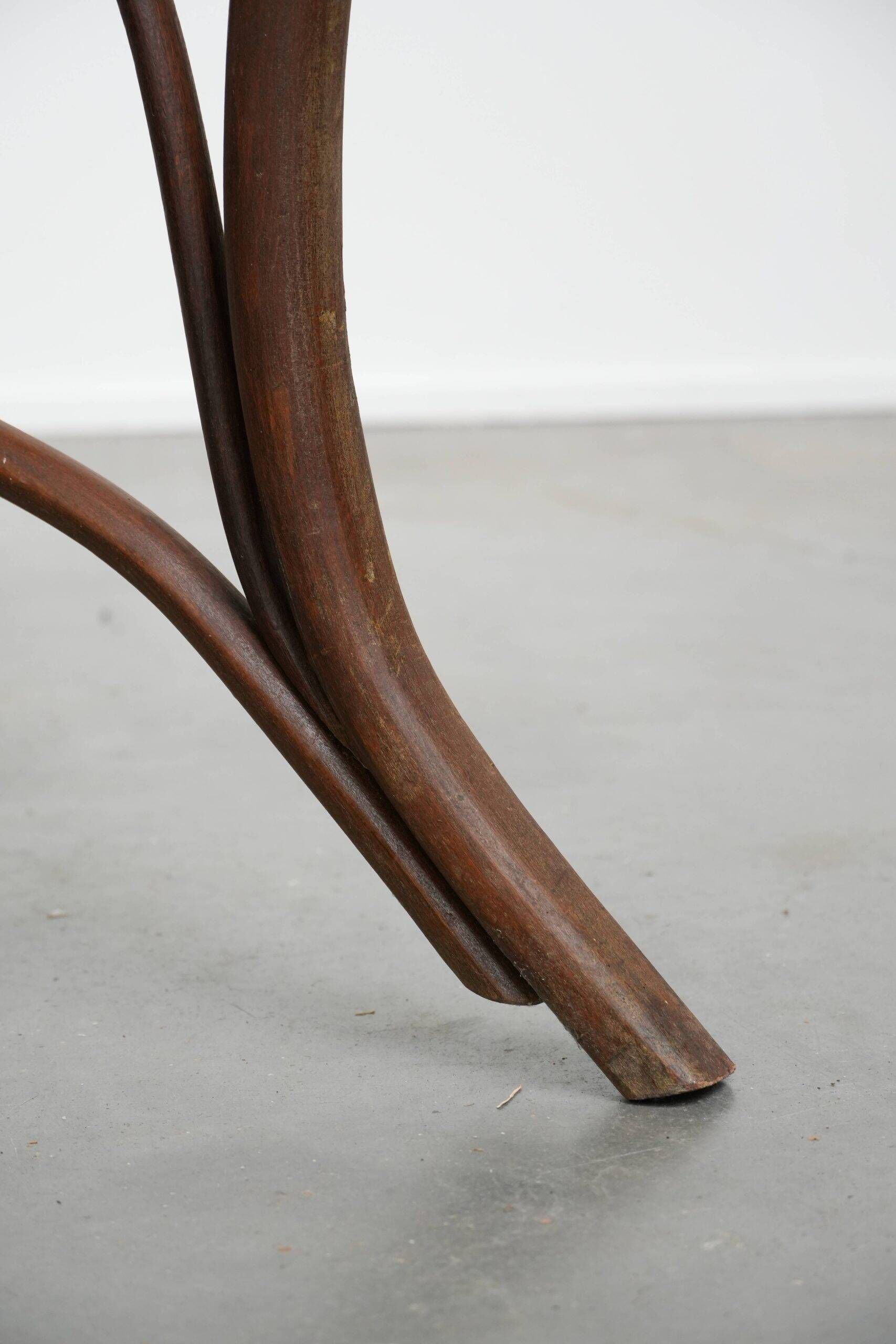 Elegant antique Thonet design side table from the early 20th century with a natural stone top