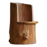 Swedish brutalist mid-century sculptural chair in solid pine.