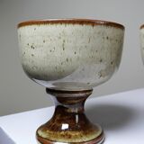 Set of 4 vintage glazed stoneware cider bowls/ice cream cups with stems.