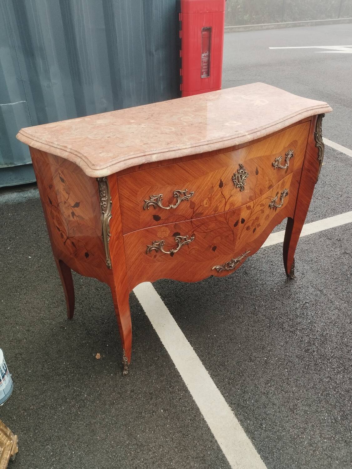Old louis xv style marquetry chest of drawers
