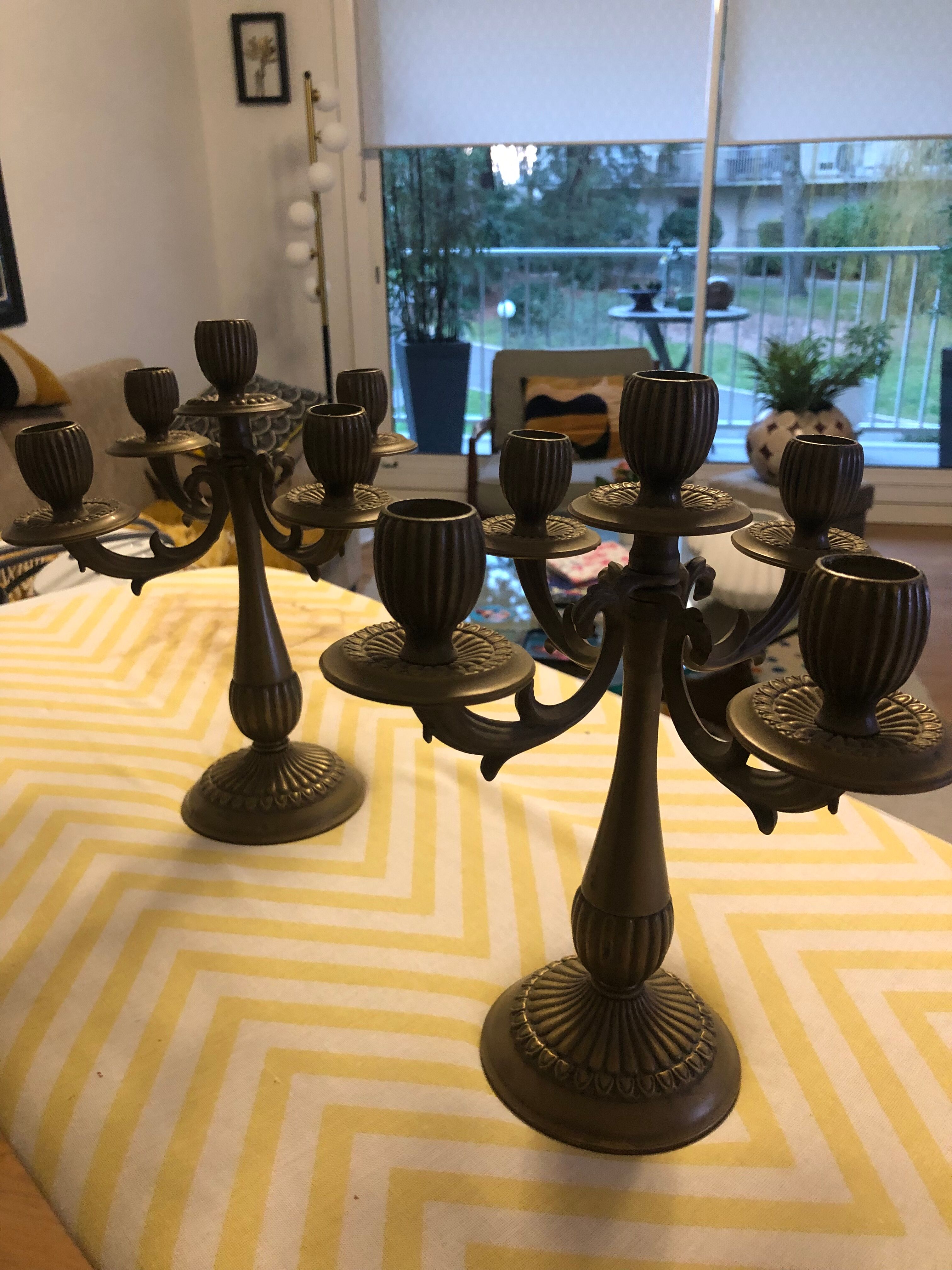 Pair bronze candlesticks