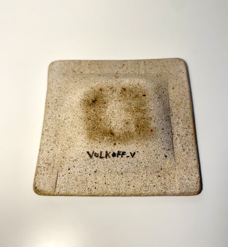 Voldemar Volkoff signed Vallauris glazed stoneware dish