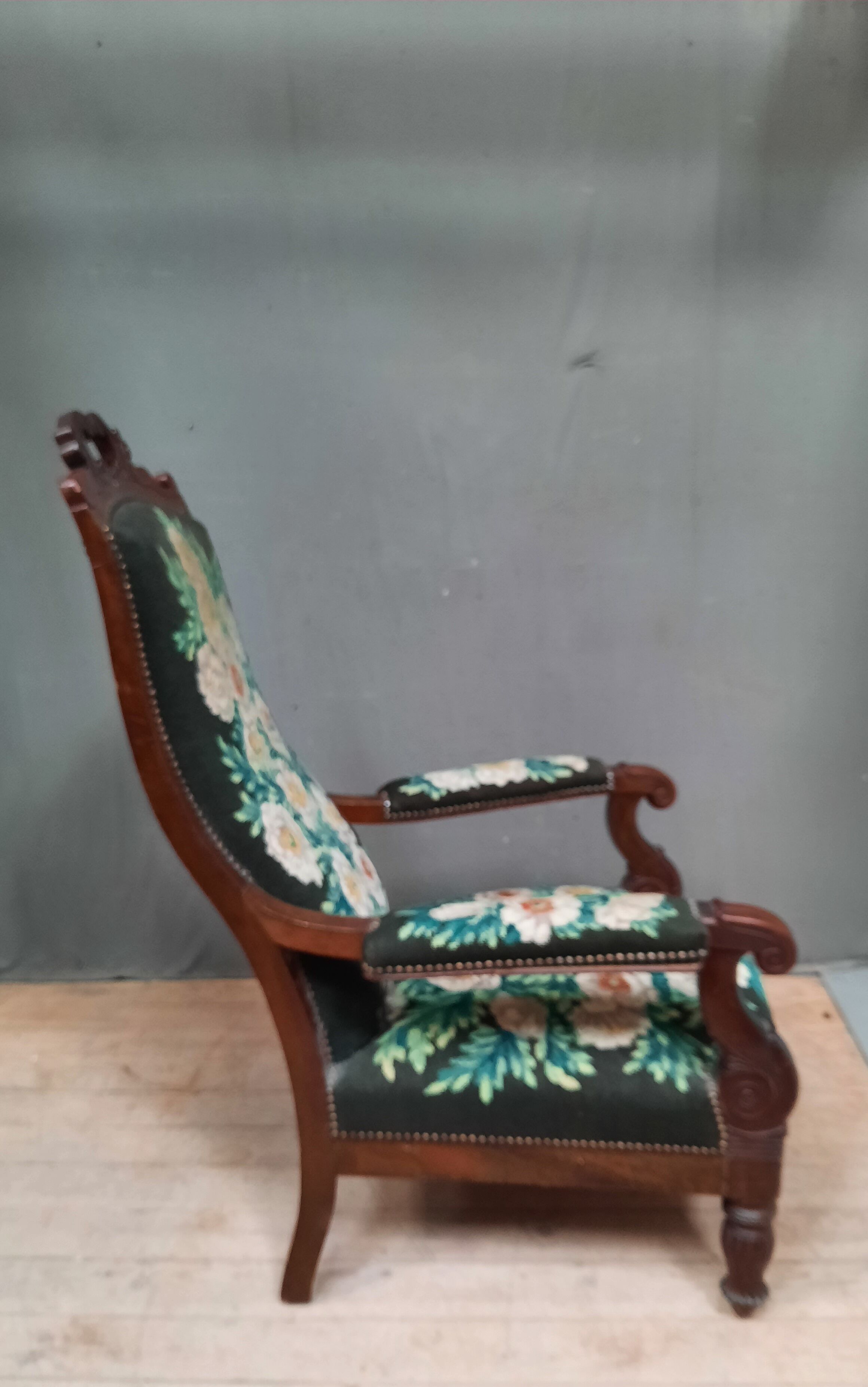 Stamped voltaire armchair