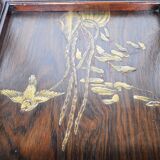 Japanese pedestal table in carved wood and lacquered panels, France, circa 1880