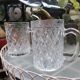 3 diamond-patterned glass mugs