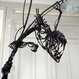 Brutalist sculptural wrought iron Dragon floor lamp, France