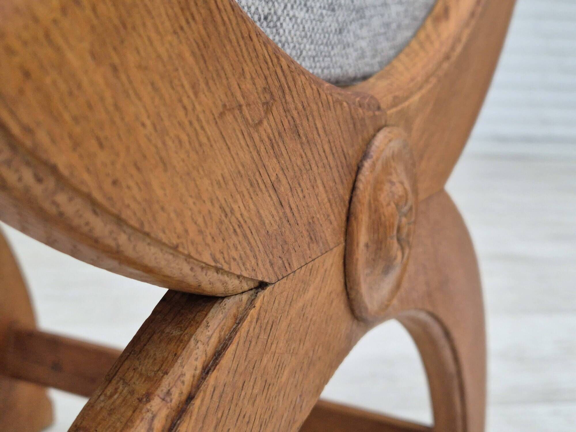 1960s, Danish armchair in solid oak wood, reupholstered, KVADRAT furniture wool.