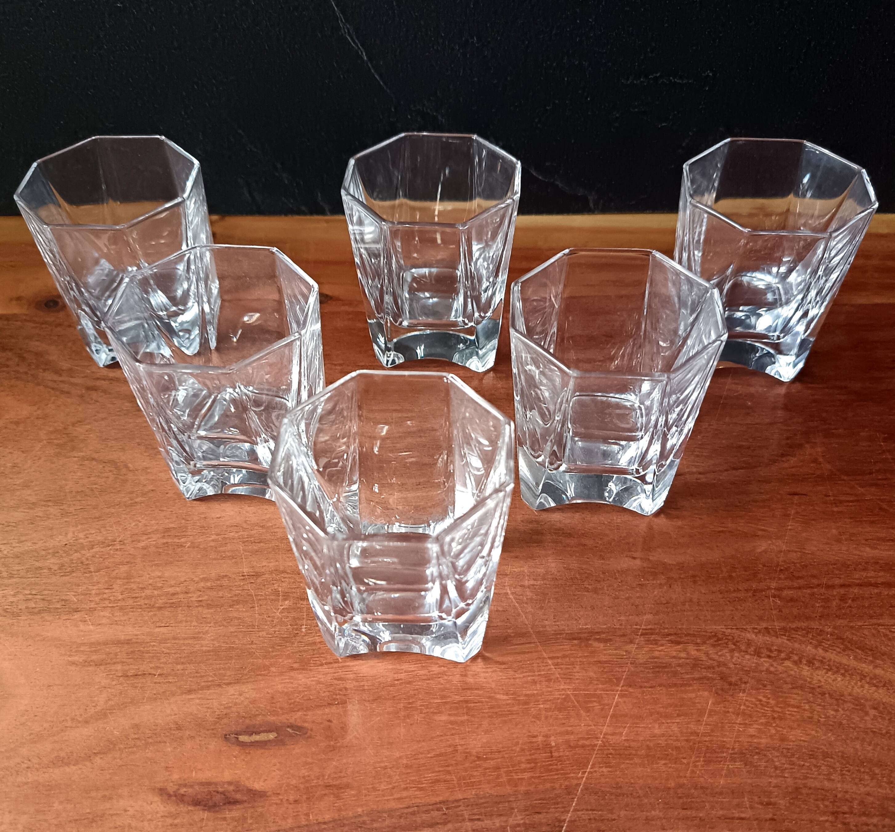 6 verres à whisky verre pressé transparent vintage