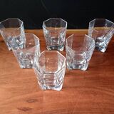 6 verres à whisky verre pressé transparent vintage