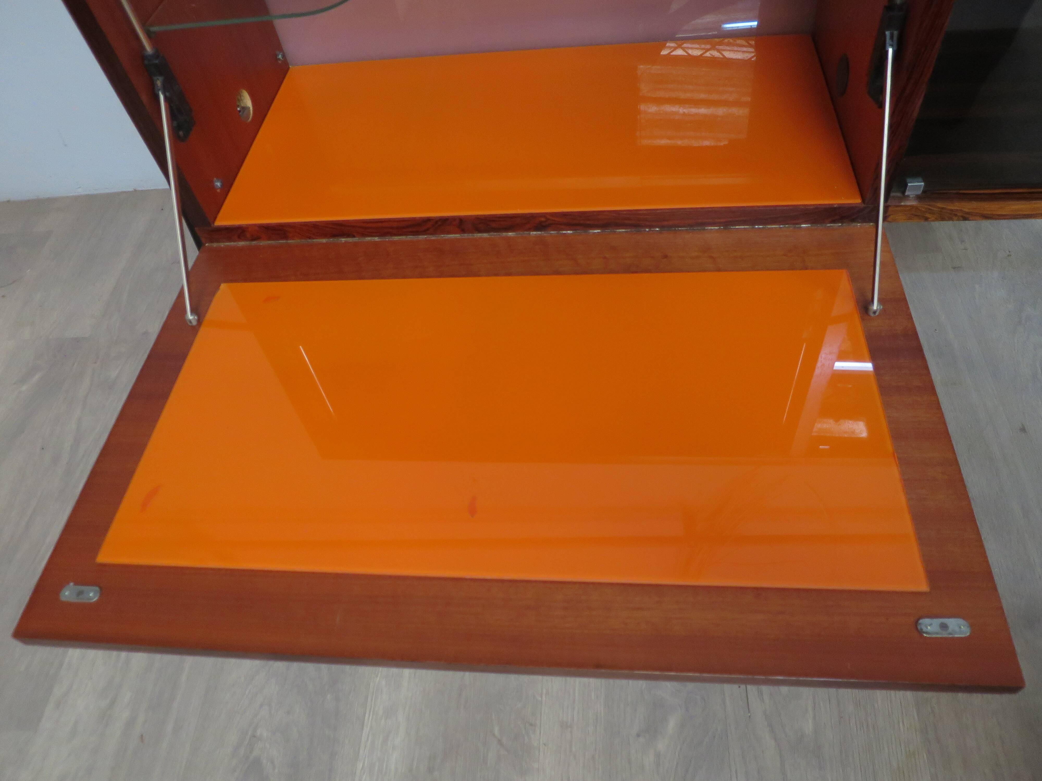 Small rosewood bar lounge sideboard with compass legs