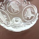 Coupe en cristal gravé – décor oiseaux – 18 cm – 1,8 kg