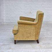 1960s, Danish armchair, honey-yellow furniture velour, original condition.