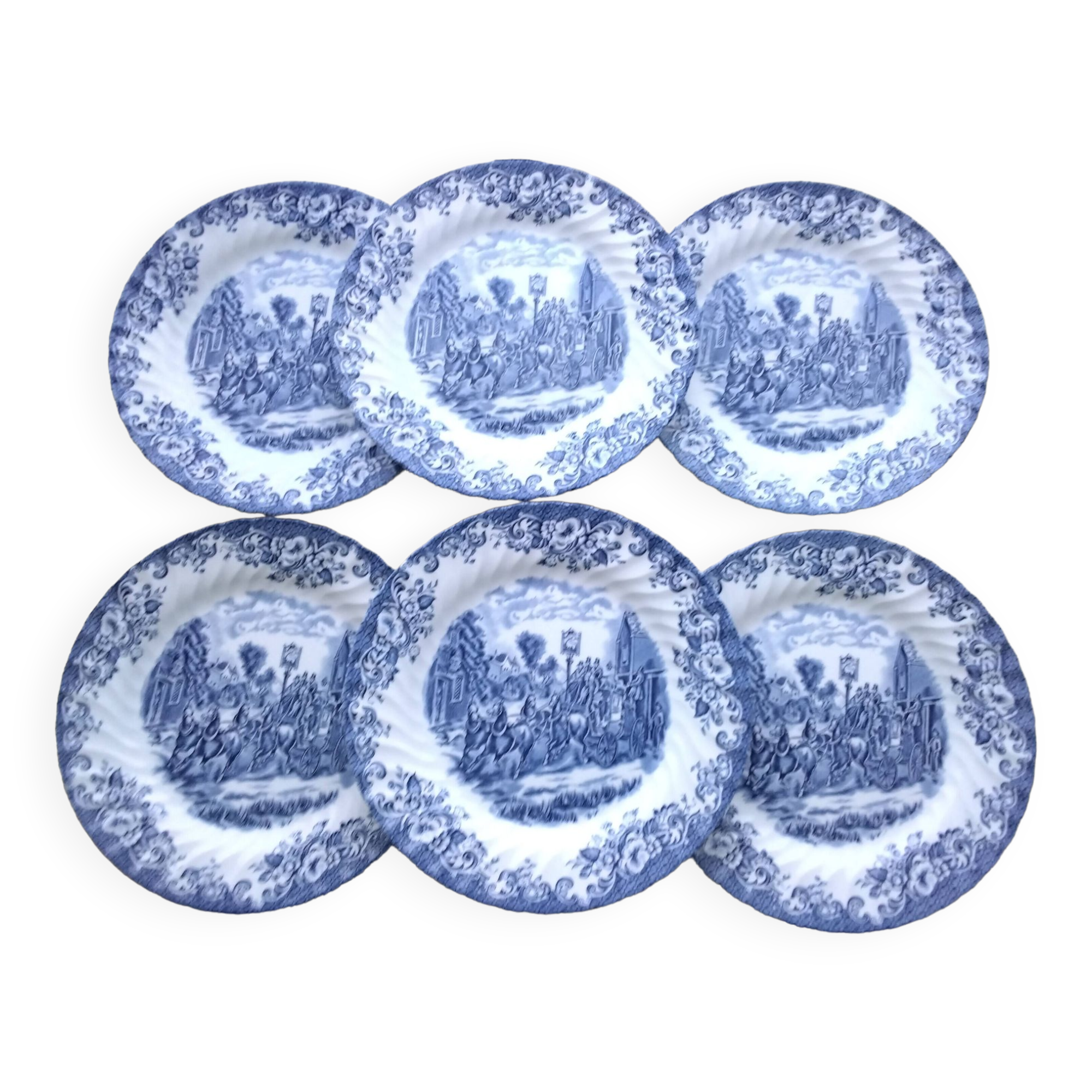 6 Johnson Bros Dinner Plates Model Coaching Scenes