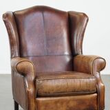 Wingback chair made of sheep leather