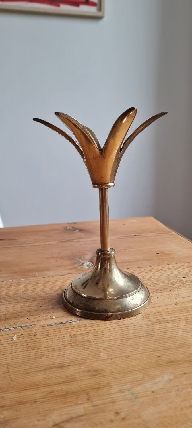 Brass flower candle holder