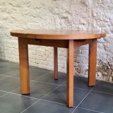 Extendable dining table in solid elm by Maison Regain 1960