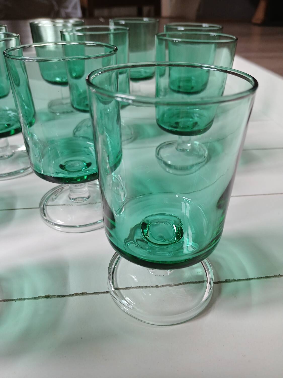 12 vintage stemmed glasses