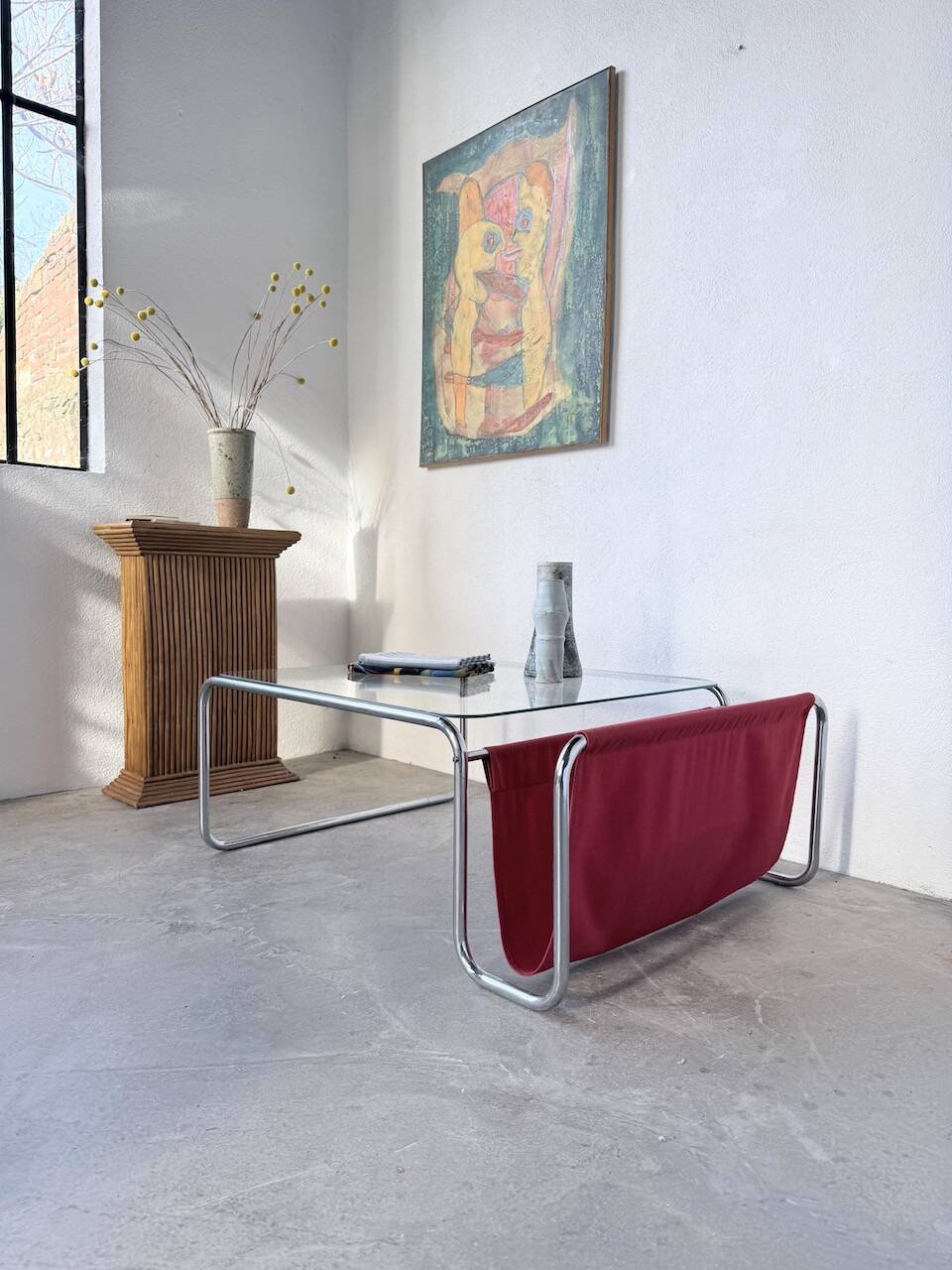 Table basse moderniste Bauhaus en acier tubulaire