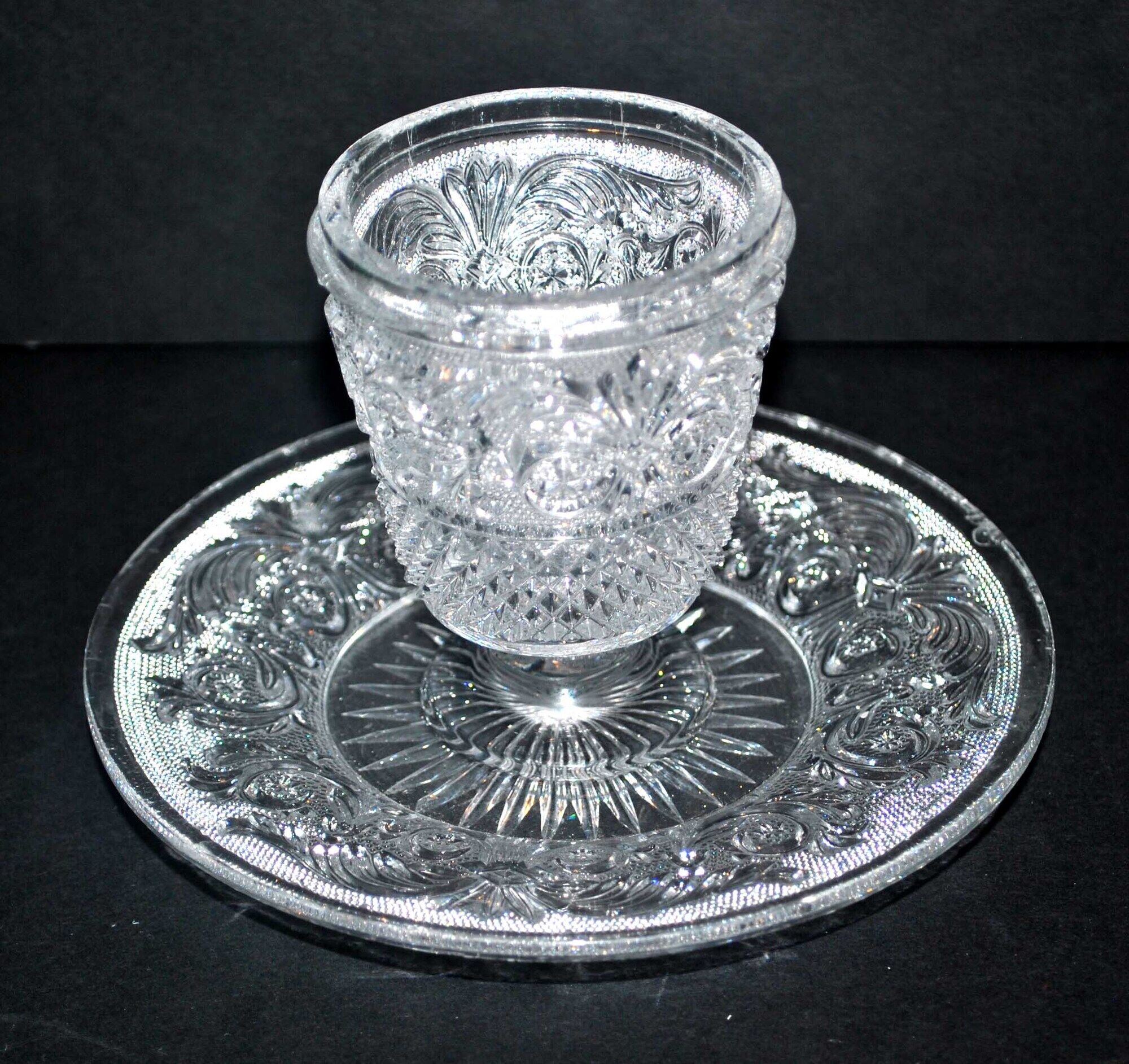 Old BACCARAT mustard maker in crystal molded with sandblasted arabesques