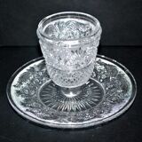 Old BACCARAT mustard maker in crystal molded with sandblasted arabesques