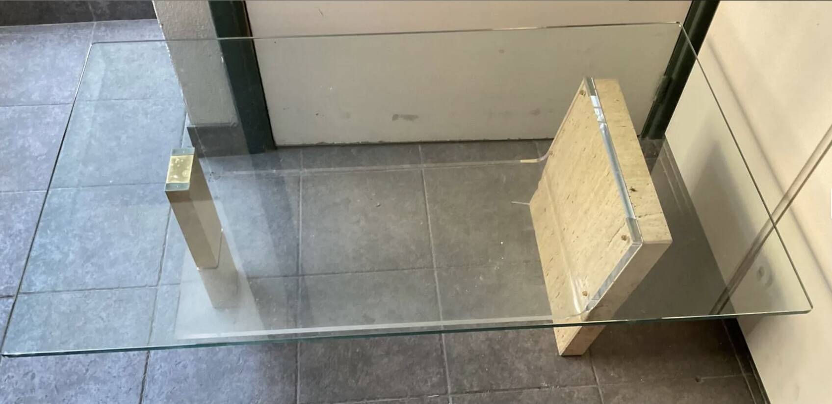 Mid-century travertine coffee table