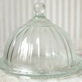 Bell & tray in chiseled & molded glass