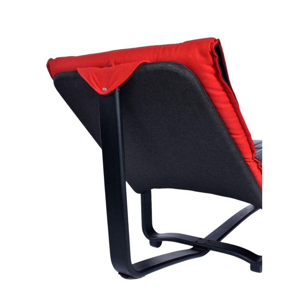 Chaise longue réversible en cuir noir et laine rouge moderne scandinave de Westnofa, norvégien.