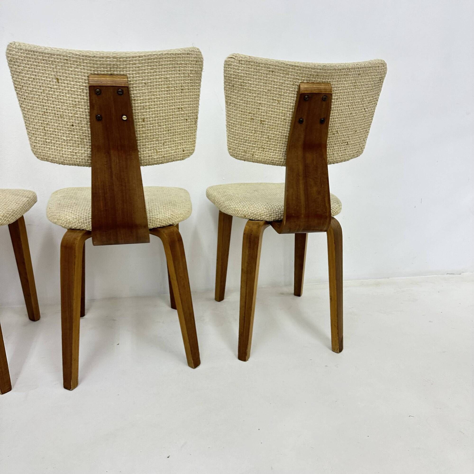 Set of 4 Dutch design by Cor Alons plywood dining chairs , 1960s