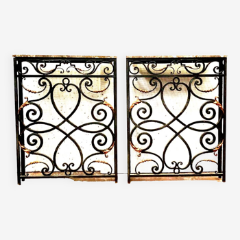 Pair of consoles or radiator cover in patinated wrought iron 20th century