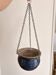 Vintage 1970s blue glazed terracotta hanging planter pot
