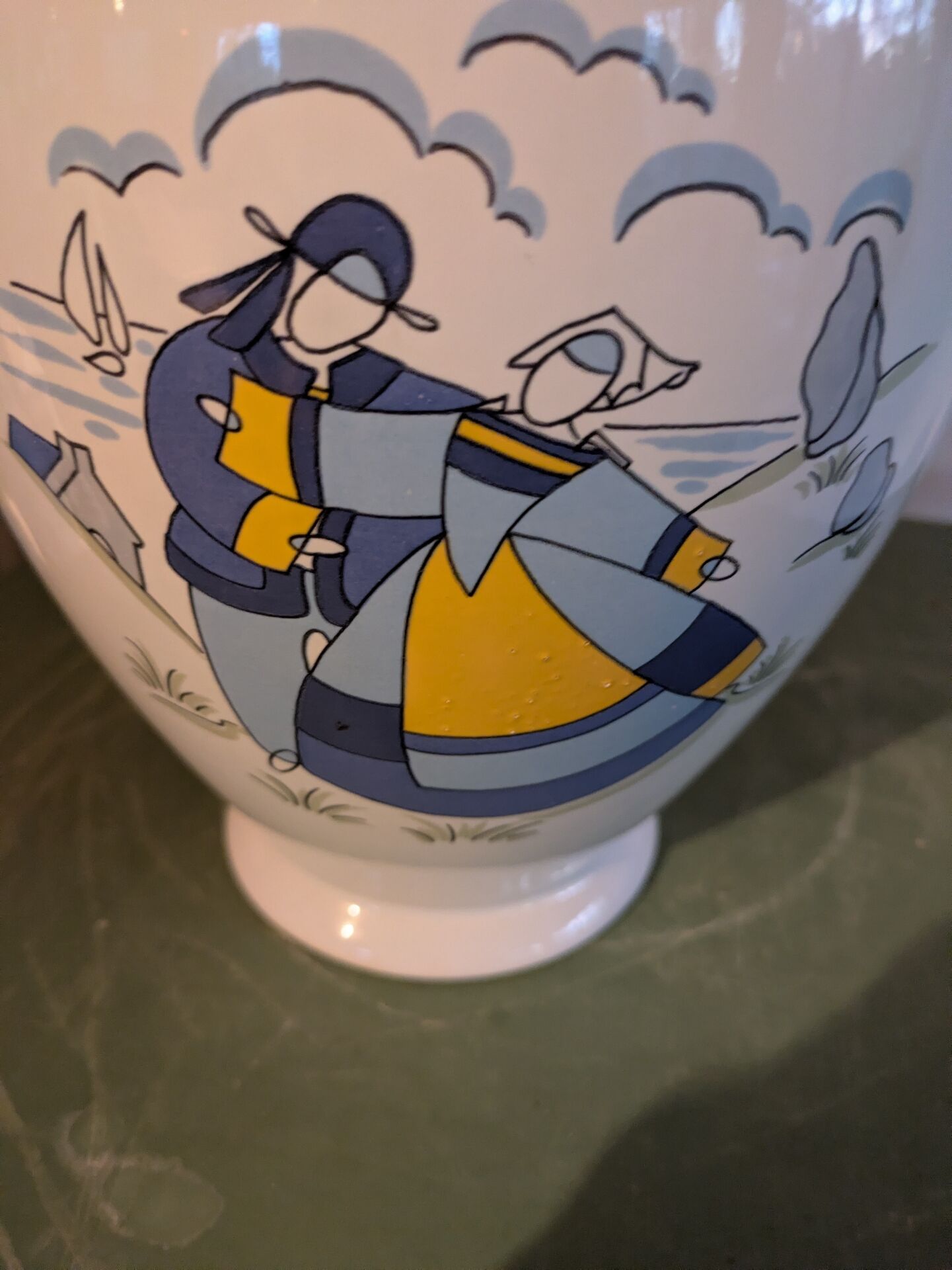 Vintage ceramic vase from Pornic – Hand-painted Breton decoration