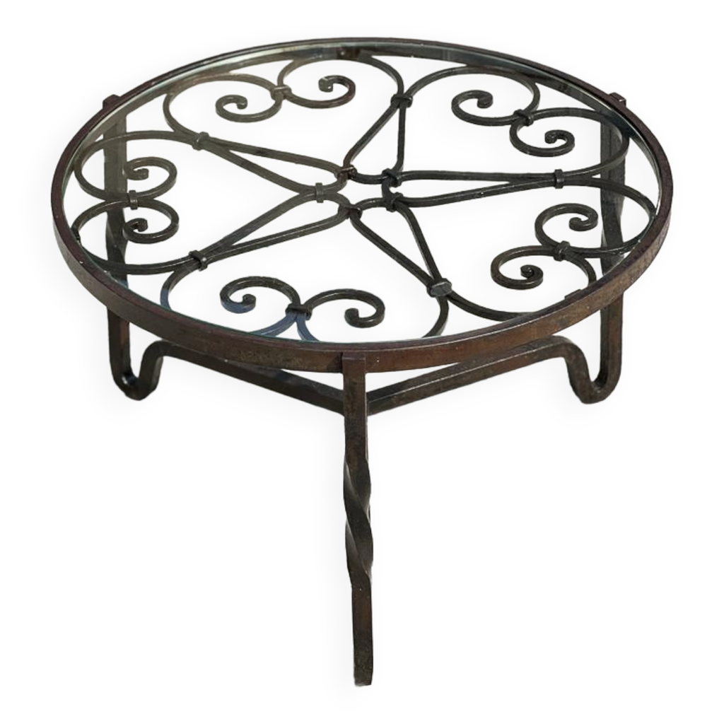 Table basse ronde en fer forgé 1950 | Selency