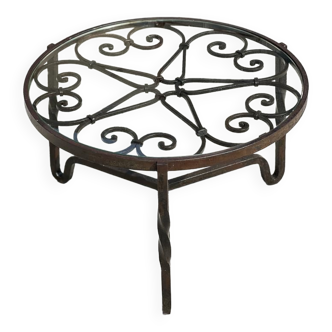 Table basse ronde en fer forgé 1950