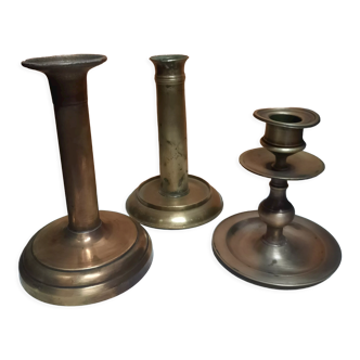 Set of 3 golden candle holders