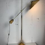 Italian Adjustable Floor Lamp in Pencil Reed, Bamboo, Rattan and Brass, 1970s