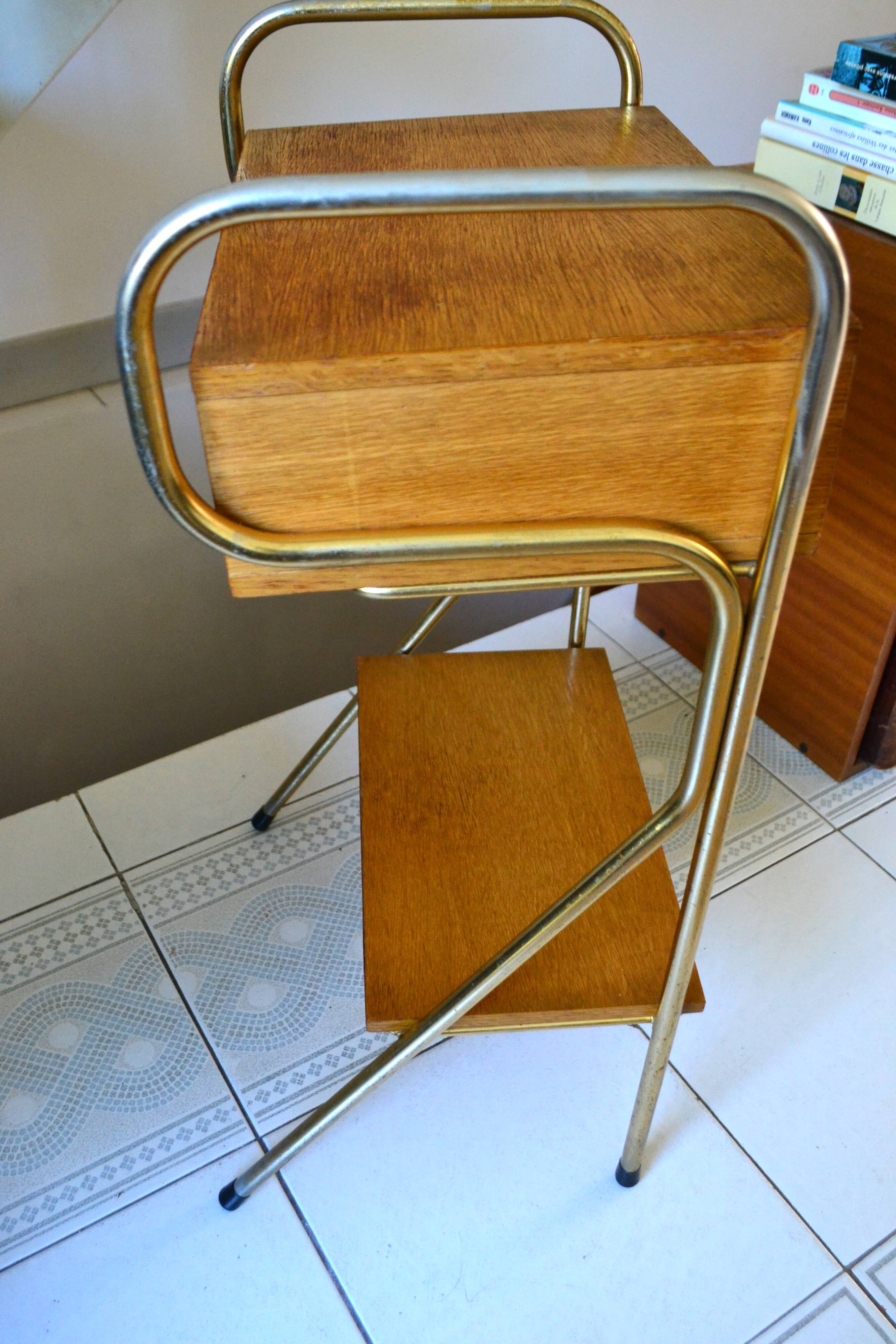 Bedside table in the style of Jacques Hitier, 1960s.