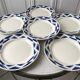 Set of 6 flat plates Badonviller model Courtilles royal blue art deco 30s